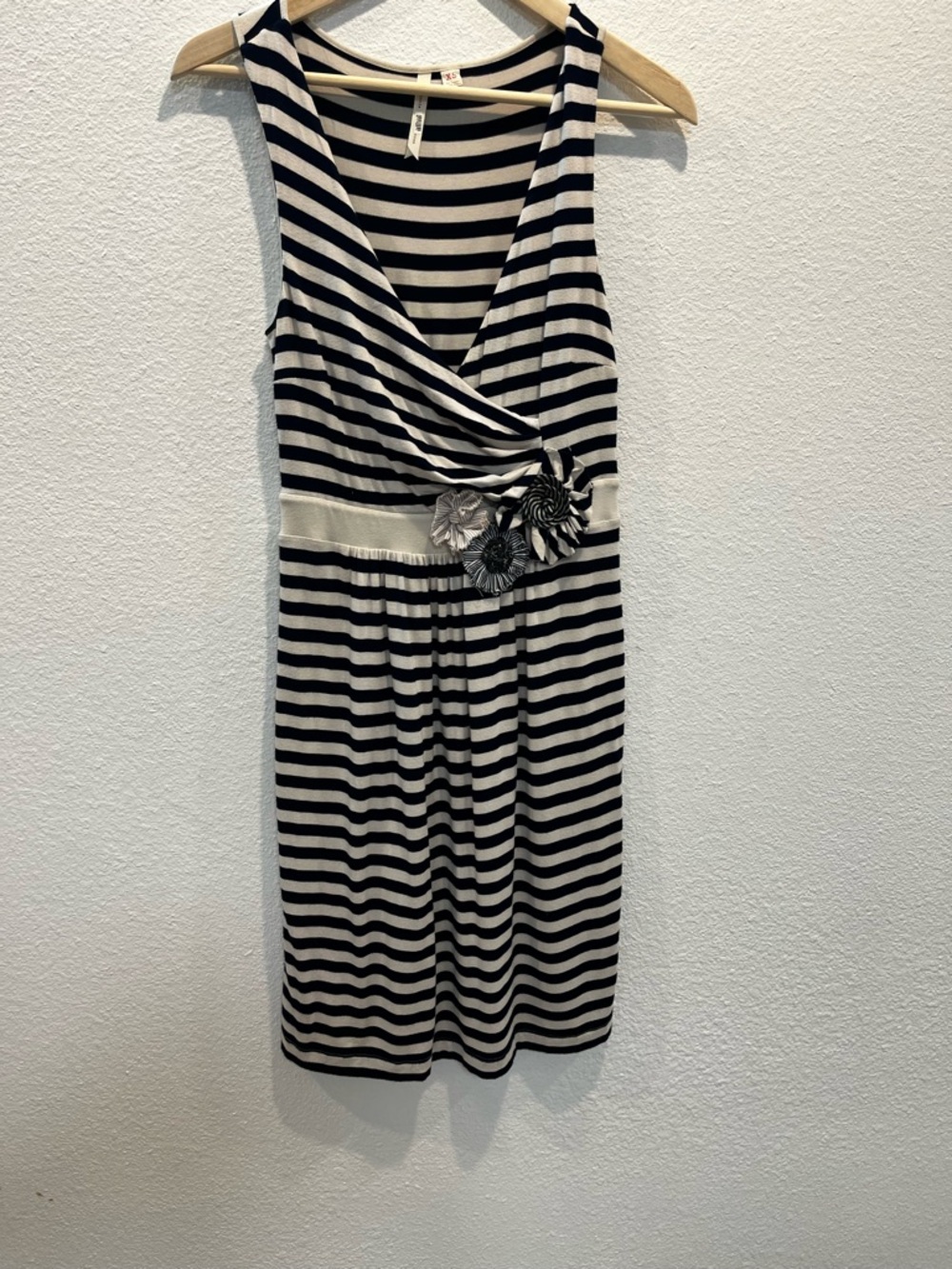 Anthropologie‎ Black and White Striped Sleeveless Midi Dress